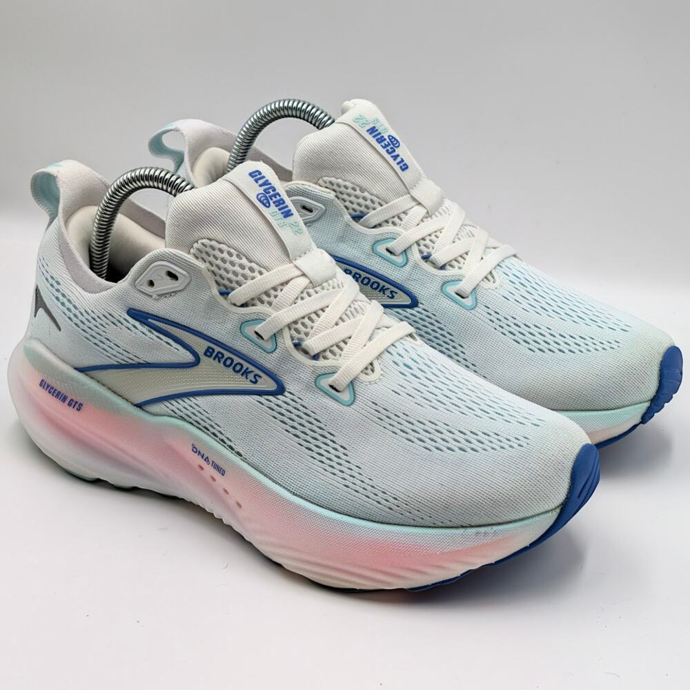 Brooks Glycerin 22 White Amparo Blue Womens 9 Medium B (UK 7) Running Shoes